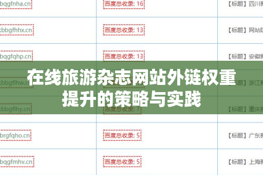 在线旅游杂志网站外链权重提升的策略与实践