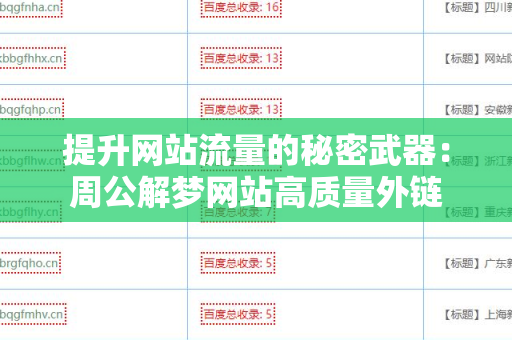 提升网站流量的秘密武器：周公解梦网站高质量外链