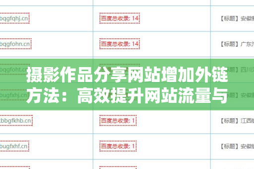 摄影作品分享网站增加外链方法：高效提升网站流量与曝光度的方法