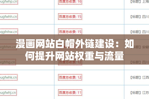 漫画网站白帽外链建设：如何提升网站权重与流量