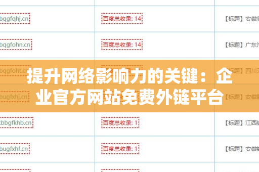 提升网络影响力的关键：企业官方网站免费外链平台