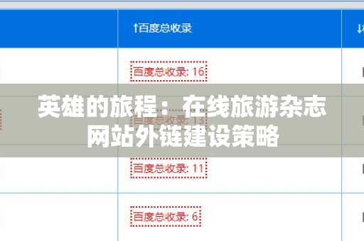 英雄的旅程：在线旅游杂志网站外链建设策略