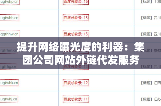 提升网络曝光度的利器：集团公司网站外链代发服务
