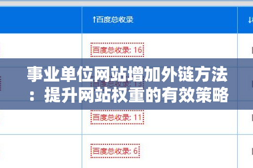 事业单位网站增加外链方法：提升网站权重的有效策略