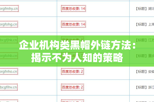 企业机构类黑帽外链方法：揭示不为人知的策略