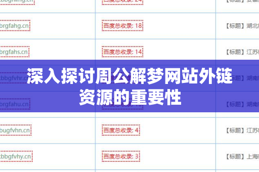 深入探讨周公解梦网站外链资源的重要性