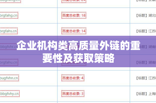 企业机构类高质量外链的重要性及获取策略