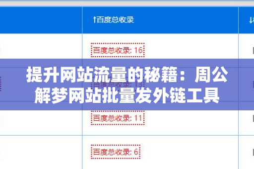 提升网站流量的秘籍：周公解梦网站批量发外链工具