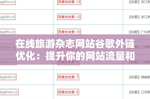 在线旅游杂志网站谷歌外链优化：提升你的网站流量和曝光率
