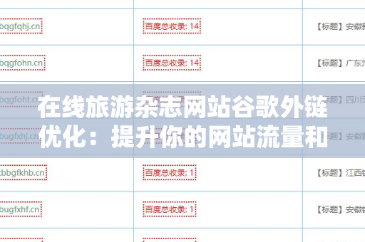 在线旅游杂志网站谷歌外链优化：提升你的网站流量和曝光率