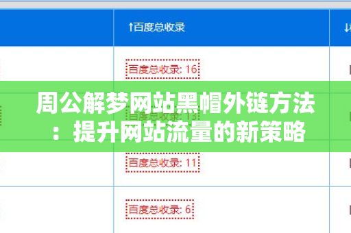 周公解梦网站黑帽外链方法：提升网站流量的新策略