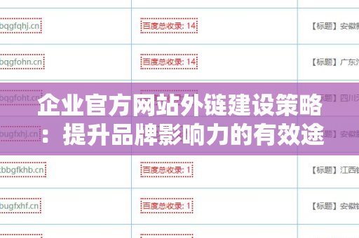 企业官方网站外链建设策略：提升品牌影响力的有效途径