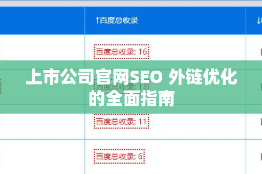 上市公司官网SEO 外链优化的全面指南