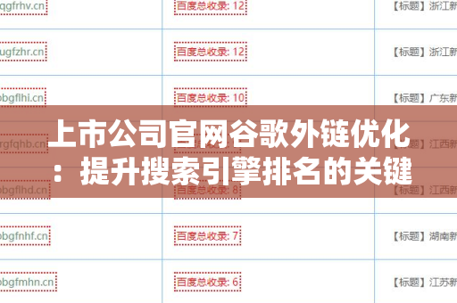 上市公司官网谷歌外链优化：提升搜索引擎排名的关键策略
