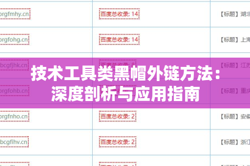 技术工具类黑帽外链方法：深度剖析与应用指南