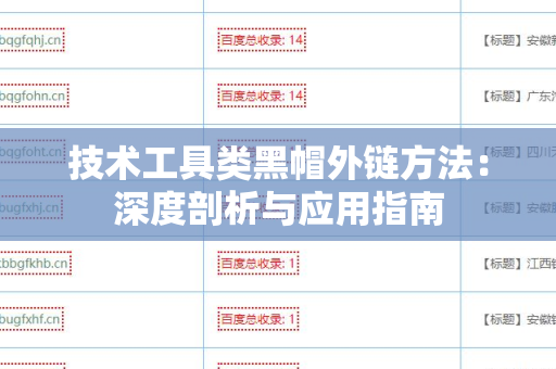 技术工具类黑帽外链方法：深度剖析与应用指南