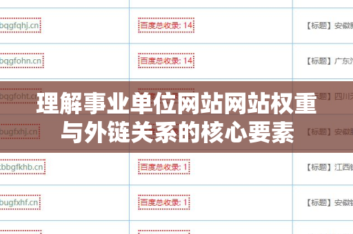 理解事业单位网站网站权重与外链关系的核心要素