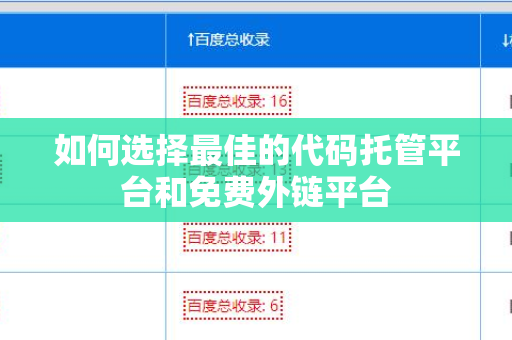 如何选择最佳的代码托管平台和免费外链平台