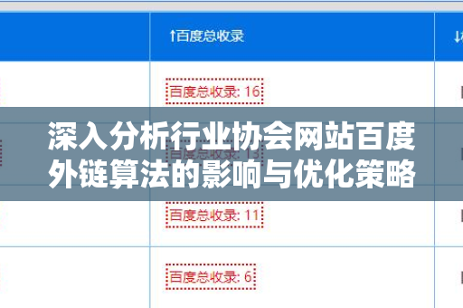 深入分析行业协会网站百度外链算法的影响与优化策略