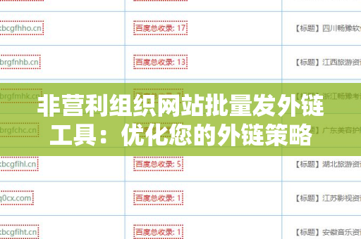 非营利组织网站批量发外链工具：优化您的外链策略