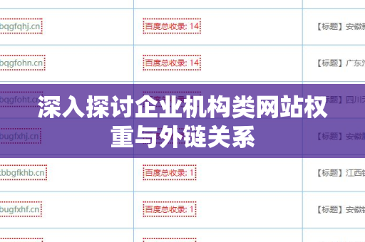 深入探讨企业机构类网站权重与外链关系