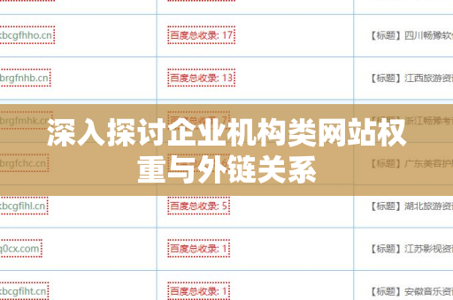 深入探讨企业机构类网站权重与外链关系