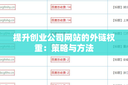 提升创业公司网站的外链权重：策略与方法