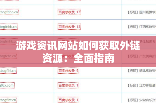 游戏资讯网站如何获取外链资源：全面指南
