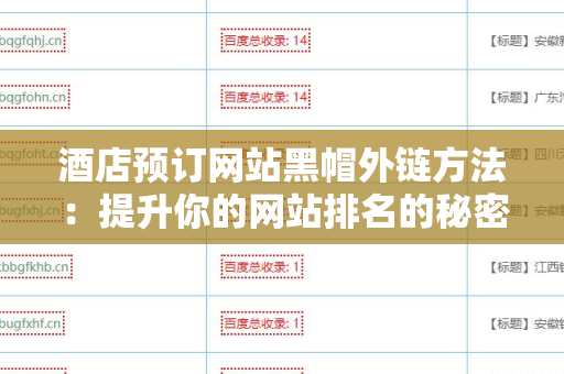 酒店预订网站黑帽外链方法：提升你的网站排名的秘密武器