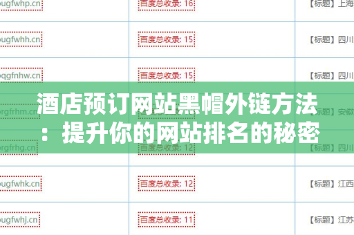 酒店预订网站黑帽外链方法：提升你的网站排名的秘密武器