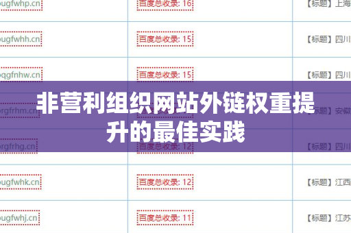 非营利组织网站外链权重提升的最佳实践