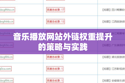 音乐播放网站外链权重提升的策略与实践