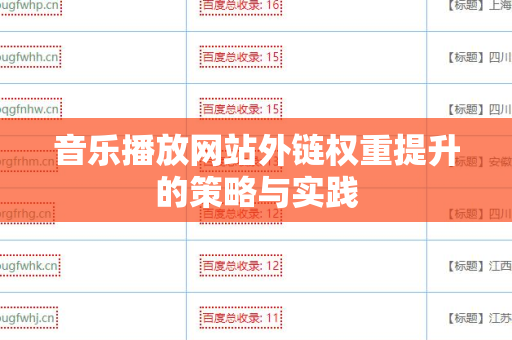 音乐播放网站外链权重提升的策略与实践
