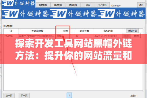 探索开发工具网站黑帽外链方法：提升你的网站流量和排名