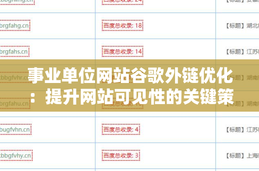 事业单位网站谷歌外链优化：提升网站可见性的关键策略
