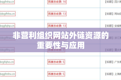非营利组织网站外链资源的重要性与应用