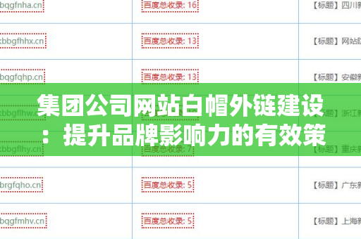 集团公司网站白帽外链建设：提升品牌影响力的有效策略