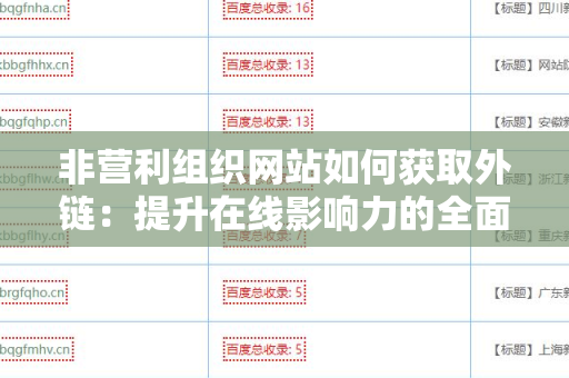 非营利组织网站如何获取外链：提升在线影响力的全面指南