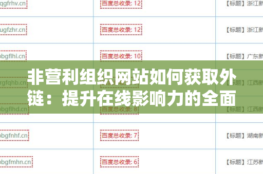 非营利组织网站如何获取外链：提升在线影响力的全面指南
