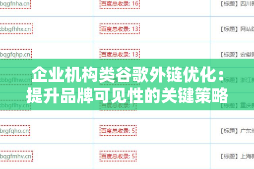 企业机构类谷歌外链优化：提升品牌可见性的关键策略