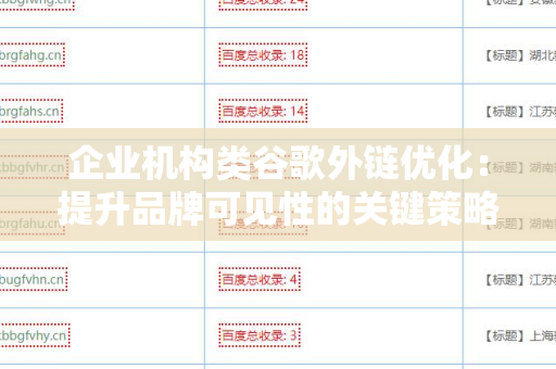 企业机构类谷歌外链优化：提升品牌可见性的关键策略