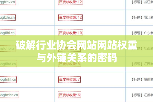 破解行业协会网站网站权重与外链关系的密码
