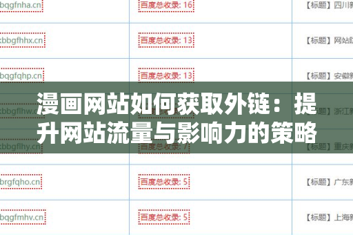 漫画网站如何获取外链：提升网站流量与影响力的策略