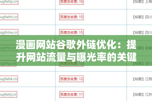 漫画网站谷歌外链优化：提升网站流量与曝光率的关键策略
