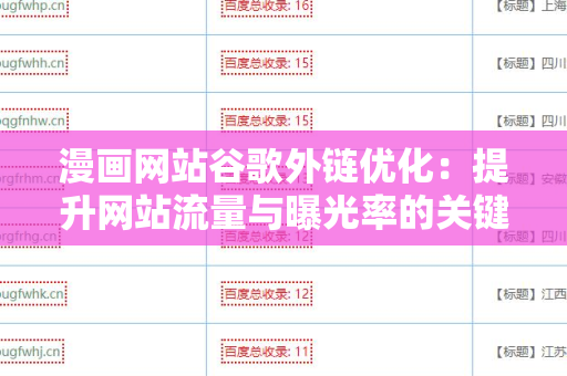 漫画网站谷歌外链优化：提升网站流量与曝光率的关键策略