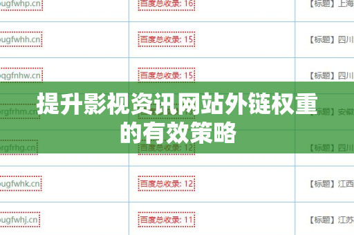 提升影视资讯网站外链权重的有效策略