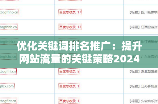 优化关键词排名推广：提升网站流量的关键策略20241105