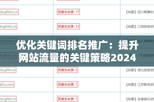 优化关键词排名推广：提升网站流量的关键策略20241105