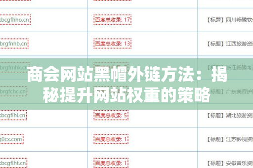 商会网站黑帽外链方法：揭秘提升网站权重的策略