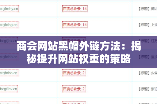 商会网站黑帽外链方法：揭秘提升网站权重的策略
